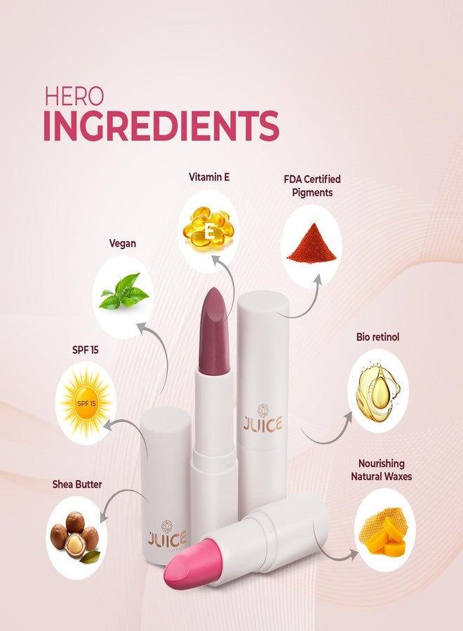 Juice Nude Power - M15 Kiss Sensation Lipstick & Juicy Plum - M05 Color Luxe Liquid Lipstick with Goodness of Bio Retinol, & SPF 15 UV Protection - Image 2