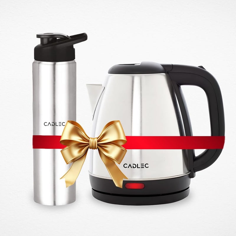 CADLEC 1.5L Electric Kettle & Stainless Steel Water Bottle Combo | Automatic Cut-Off | Multi-Use for Instant Noodles, Tea & Coffee, 2 Years Warranty | Kettle Combo Offer - Image 1