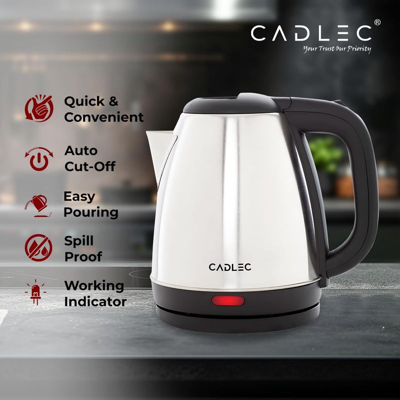 CADLEC 1.5L Electric Kettle & Stainless Steel Water Bottle Combo | Automatic Cut-Off | Multi-Use for Instant Noodles, Tea & Coffee, 2 Years Warranty | Kettle Combo Offer - Image 3