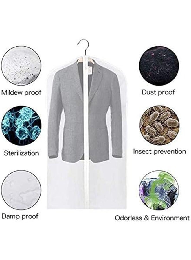 JCB CHIC أكياس الملابس لتعليق الملابس، مجموعة من 6 أكياس بدلات، أكياس غطاء ملابس مقاومة للغبار من مادة PEVA، واقية للملابس مقاومة للعثة وجيدة التهوية مع سحاب كامل لتخزين الخزانة (60×140 سم) - Image 4