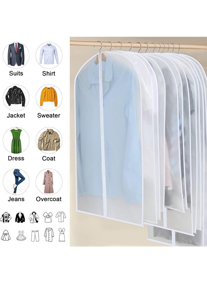 JCB CHIC أكياس الملابس لتعليق الملابس، مجموعة من 6 أكياس بدلات، أكياس غطاء ملابس مقاومة للغبار من مادة PEVA، واقية للملابس مقاومة للعثة وجيدة التهوية مع سحاب كامل لتخزين الخزانة (60×140 سم) - Image 5