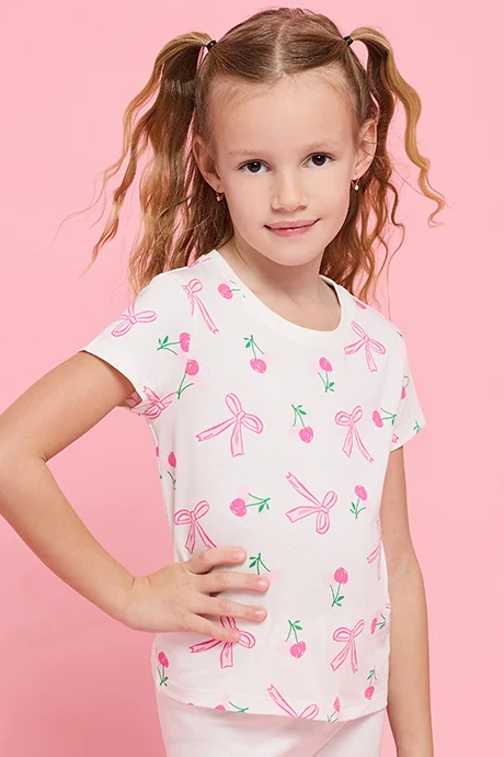 أر أند بي Printed T-Shirt with Crew Neck and Short Sleeves