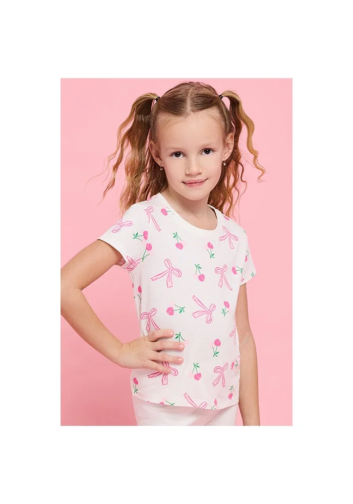 أر أند بي Printed T-Shirt with Crew Neck and Short Sleeves