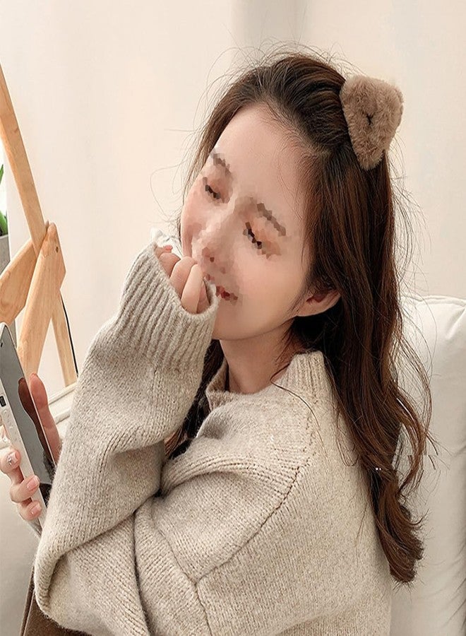 Luzen 4Pcs Plush Cat Ears Hair Claw Clips Barrettes Forehead Hair Bangs Clip Headwear Halloween Cosplay Costume Hair Accessories for Women Girls, Black and Coffee - Image 3