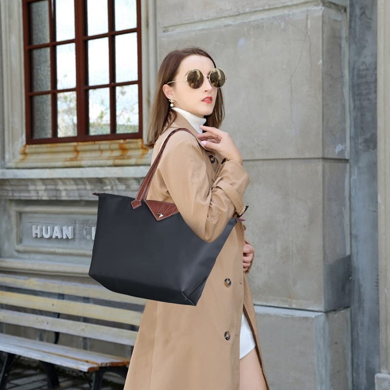 BOJLY Women Tote Bag,Stylish Waterproof Nylon Ladies Shoulder Bag, Folding Beach Travel Bag for Work,Shopping, Large Grey - Image 5