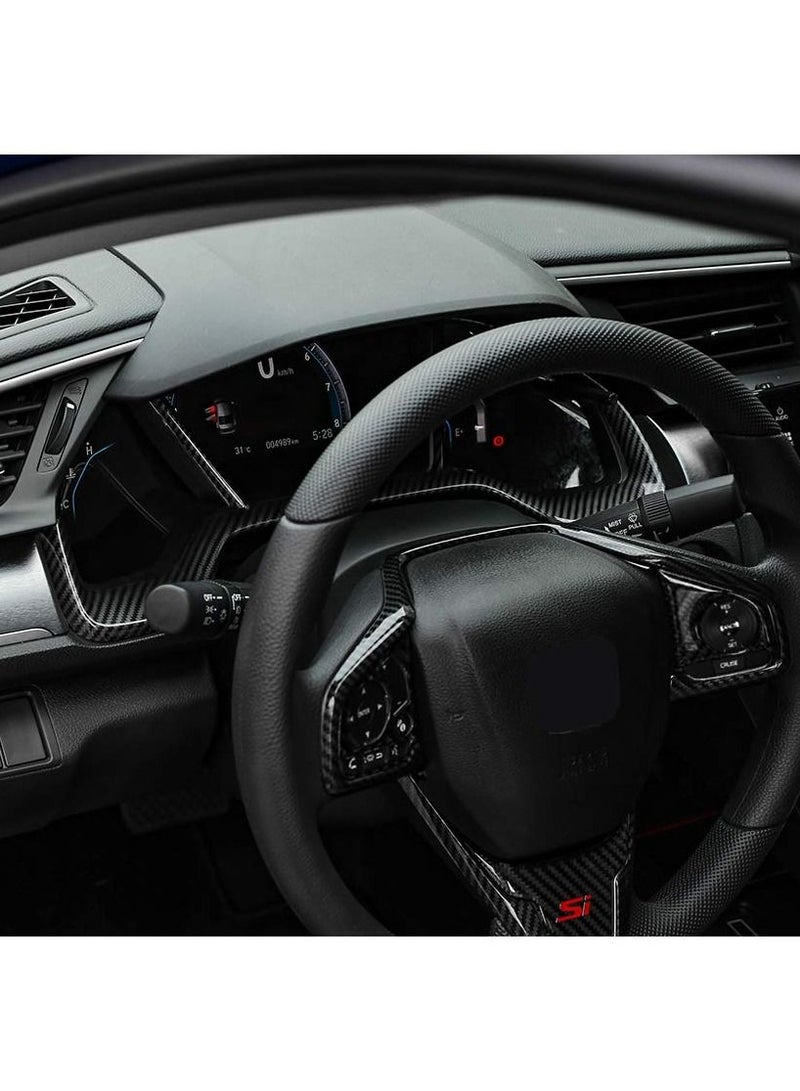 for 10th Gen Civic Dash Board Instrument Panel Dial Dashboard Trim Cover, Frame ABS Carbon Fiber Style Decal Interior Moulding Accessories Honda 2020 2019 2018 2017 2016 - Image 2