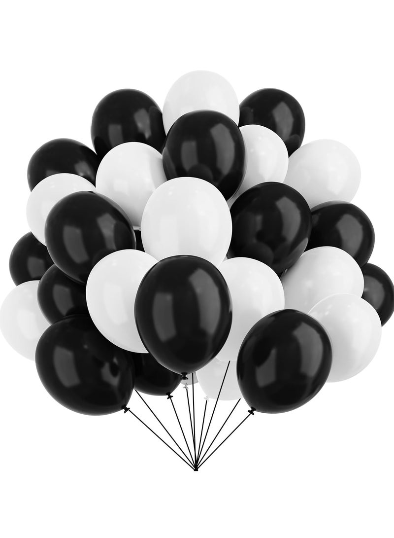 Black and White Balloons, 67pcs White Black Thickened Latex Balloons for Birthday, Anniversary, Wedding, Graduation Party Decoration - Image 1