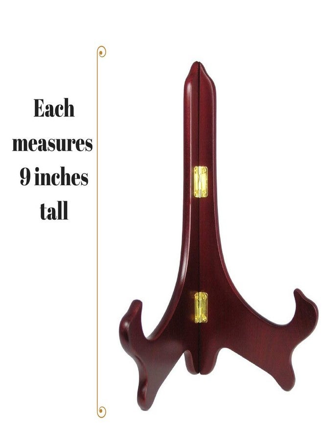 BANBERRY DESIGNS Mahogany Wooden Easels - Premium Quality Folding Display Stand - 9" H - Set of 4 Easels - Ideal for Large Sized Plates Plaques Books Tiles - Image 2