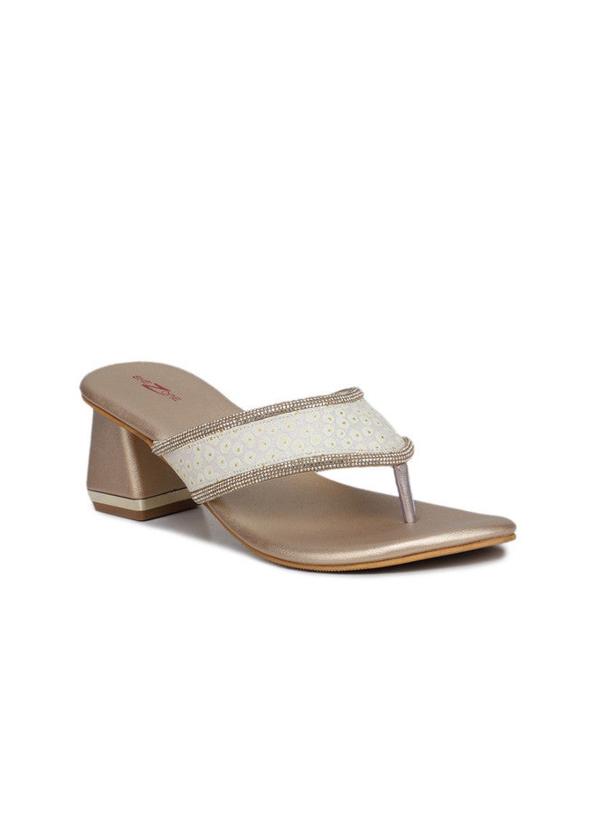 She Zone Cream Block Sandals for Women - Image 2