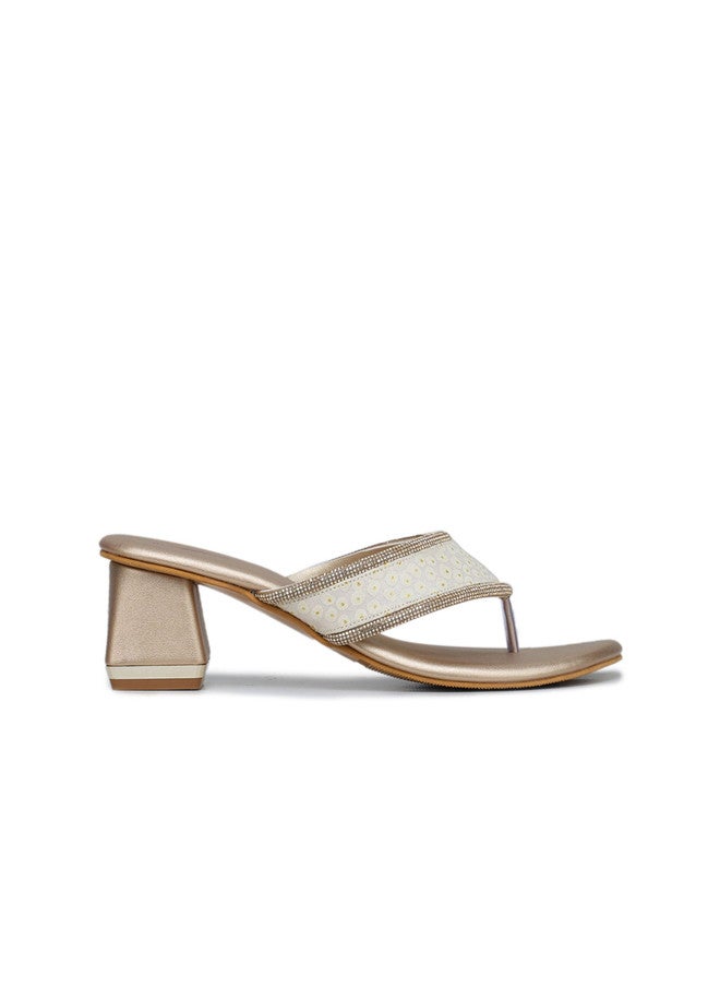 She Zone Cream Block Sandals for Women - Image 4
