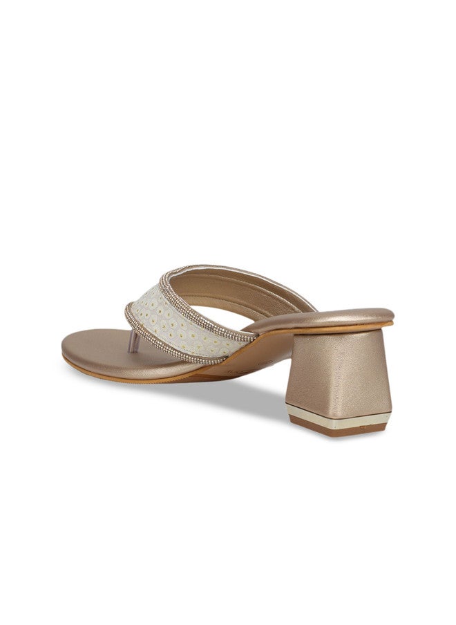 She Zone Cream Block Sandals for Women - Image 3
