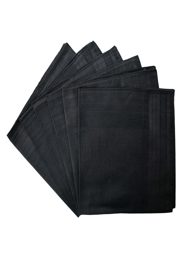 MZLIU Men's Handkerchiefs 100% Soft Cotton Black Hankies (6 PCS) - Image 4