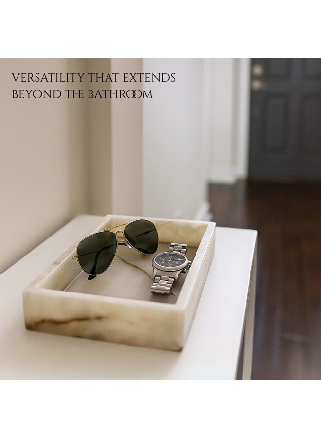 Bey-Berk Ezra Green Onyx Genuine Marble Guest Towel Tray, 9" x 5.75" Bathroom Counter Tray, Luminous Onyx Accent Piece - Image 5