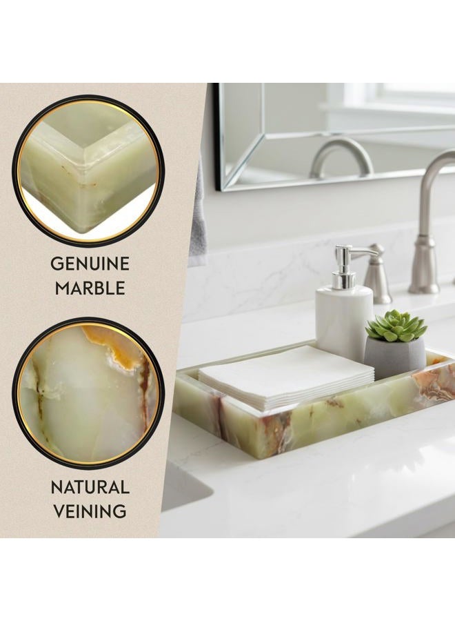 Bey-Berk Ezra Green Onyx Genuine Marble Guest Towel Tray, 9" x 5.75" Bathroom Counter Tray, Luminous Onyx Accent Piece - Image 3