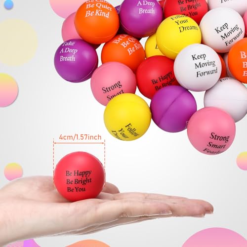 Aoriher 36 Pcs Motivational Stress Balls Colorful Stress Balls Bulk Quotes Inspirational Funny Foam Toys Hand Exercise Gifts for Office Small Toys for Motivating SupplyVivid Color - Image 5