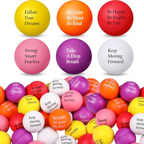 Aoriher 36 Pcs Motivational Stress Balls Colorful Stress Balls Bulk Quotes Inspirational Funny Foam Toys Hand Exercise Gifts for Office Small Toys for Motivating SupplyVivid Color - Image 1