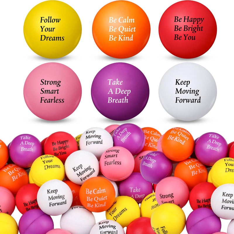 Aoriher 36 Pcs Motivational Stress Balls Colorful Stress Balls Bulk Quotes Inspirational Funny Foam Toys Hand Exercise Gifts for Office Small Toys for Motivating SupplyVivid Color - Image 3
