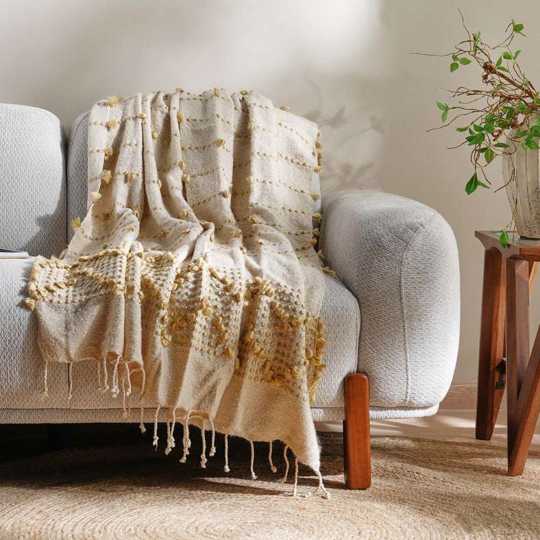 بطانية ليه المنسوجة مع الأطراف للمنزل