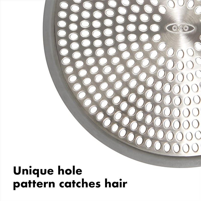 OXO Good Grips Shower Stall Drain Protector, Stainless Steel with Silicone Rim - Image 5