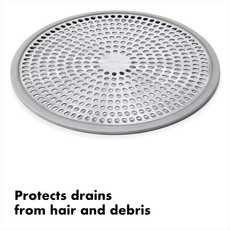 OXO Good Grips Shower Stall Drain Protector, Stainless Steel with Silicone Rim - Image 3