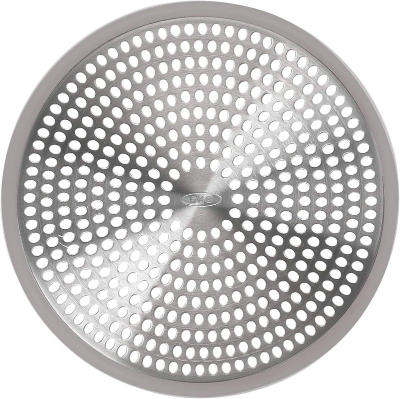 OXO Good Grips Shower Stall Drain Protector, Stainless Steel with Silicone Rim - Image 1