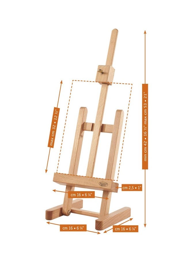 Mabef M/16 Table Easel,Oiled Beech-Wood Miniature Desktop Easel with Adjustable Canvas Height & Angle - Lightweight 0.4 kg/Max Load 0.5 kg - Made in Italy - Image 2
