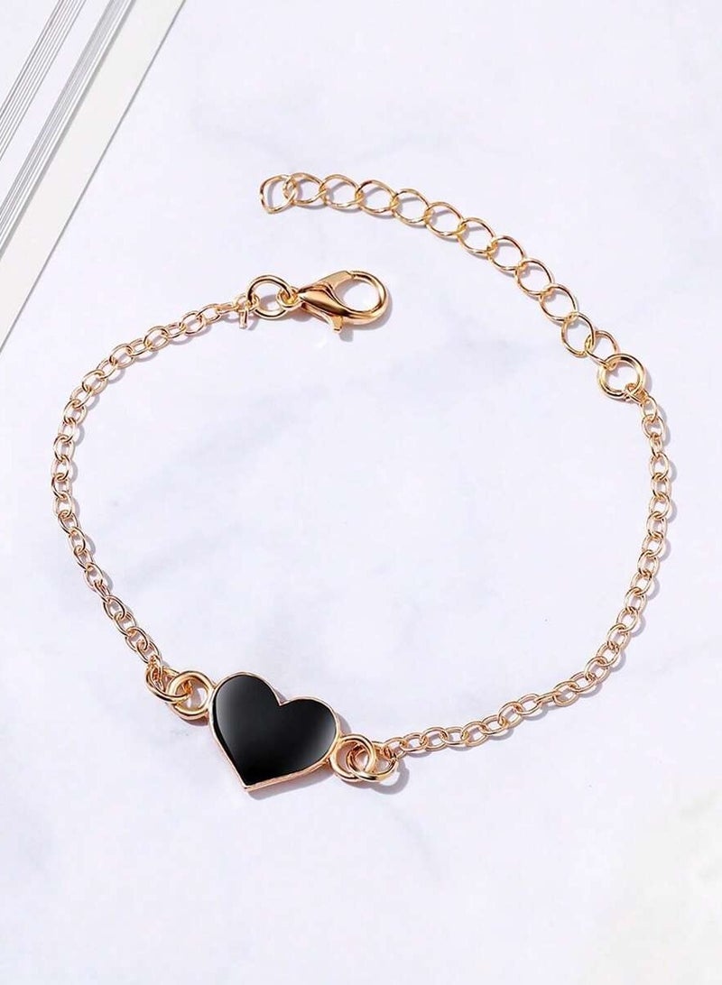 2 Piece Set Elegant Women's Black and Gold Princeton Embellished Quartz Watch and Heart Shape Bracelet Suitable for Daily Wear, Parties and Holidays - Image 4