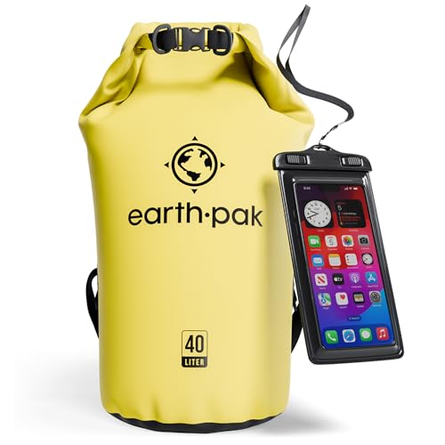 Earth Pak Waterproof Dry Bag - Roll Top Waterproof Backpack Sack Keeps Gear Dry for Kayak with Waterproof Phone Case - Image 1