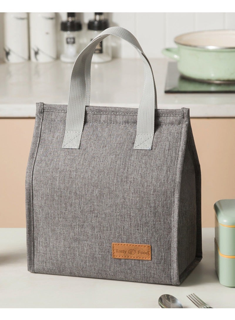 Insulated Lunch Bag Leakproof Reusable Tote for Women Men Kids, Simple Bento Style Lunch Bag for Office Work School Picnic Travel Grey - Image 1