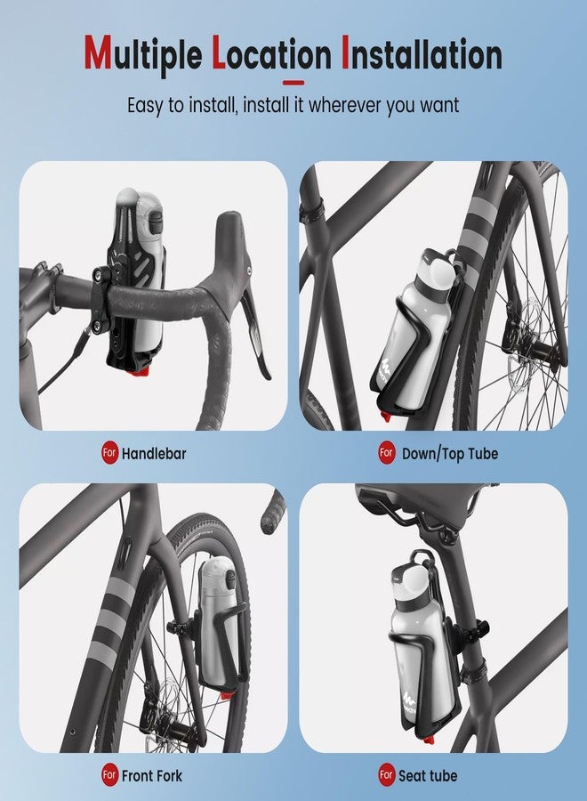 Ideashop Bike Water Bottle Holder, Universal Motorcycle Drink Holder Fits Handlebar & Frame with Screw Tool, Bicycle Bottle Cage Accessories for Kids Adults (Compatible with 2.16-2.95" Diameter Cup) - Image 3