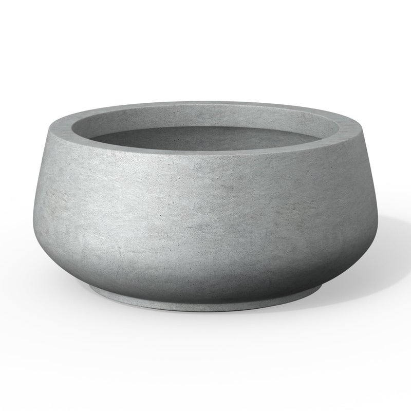 Kante 16.9" Dia Round Concrete Bonsai Planters, Outdoor Indoor Garden Plant Pot with Drainage Hole for Home, Patio, Garden, Concrete Gray - Image 1