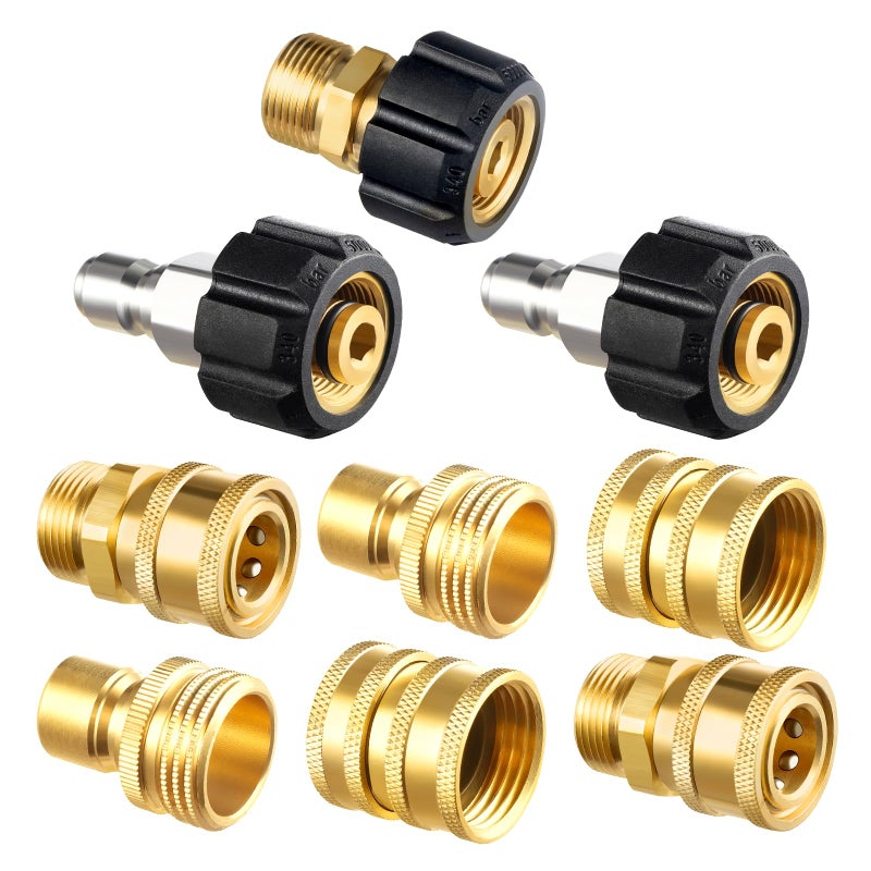 Twinkle Star Pressure Washer Adapter Set, Quick Disconnect Kit, M22 Swivel to 3/8'' Quick Connect, 3/4" to Quick Release - Image 1
