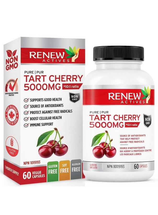 Renew Actives Tart Cherry Extra 500mg per 2 Capsules - High-Potency Antioxidant for Free Radical Protection & Wellness - 60 Easy-to-Swallow Capsules - Made in Canada - Image 1