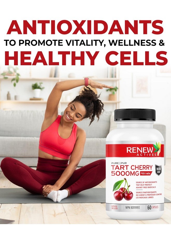 Renew Actives Tart Cherry Extra 500mg per 2 Capsules - High-Potency Antioxidant for Free Radical Protection & Wellness - 60 Easy-to-Swallow Capsules - Made in Canada - Image 5