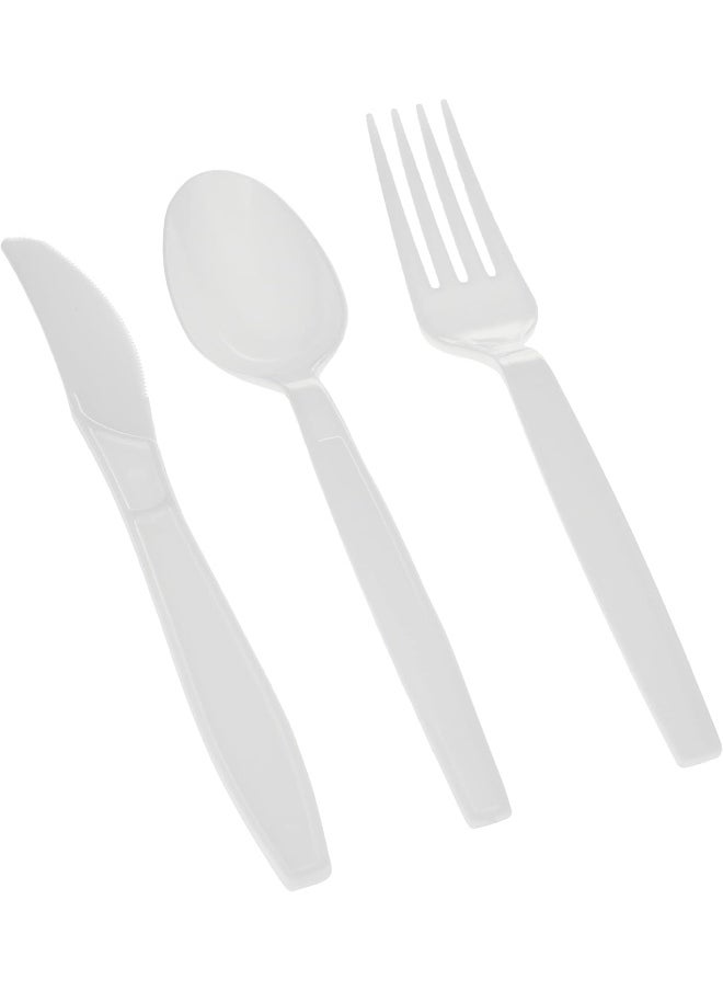 Hotpack Hotpack Disposable Plastic White Heavy Duty Cutlery 12 Spoon + Fork Knife, 36 Pieces 1 Set  - Image 2