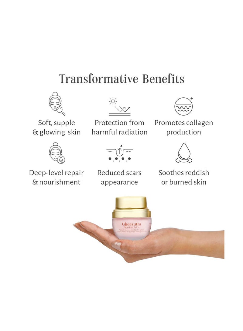 Shankara Gheesutrā Ayurvedic Face Emulsion 30ml | Lightweight Hydrating Cream for Radiant & Glowing Skin - Image 3