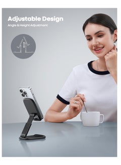 Lamicall Foldable Phone Stand for Desk Height Adjustable Cell Phone Holder Portable Cellphone Cradle Desktop Dock Compatible With Iphone 4 to 8 Inch Smartphone  - Image 2