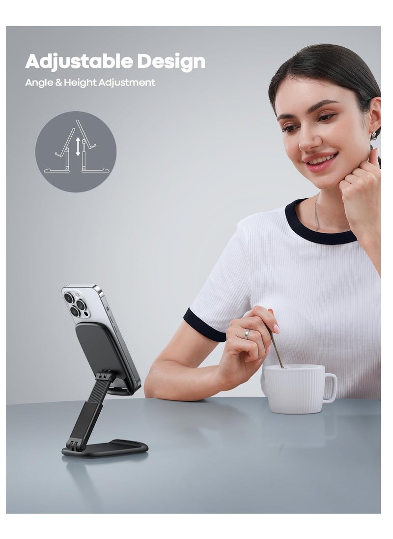 Lamicall - Foldable Phone Stand for Desk Height Adjustable Cell Phone Holder Portable Cellphone Cradle Desktop Dock Compatible With Iphone 4 to 8 Inch Smartphone - Image 1