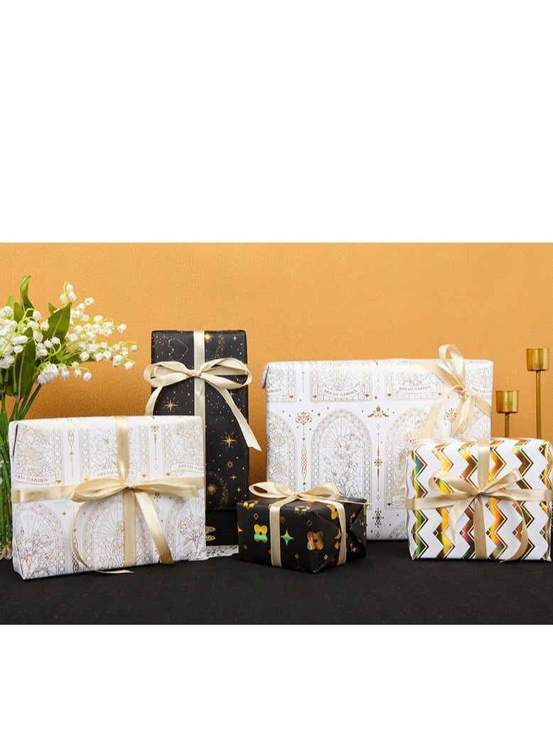 Luxury Gift Wrapping Paper with Gold Foil Gift Box Packaging DIY Craft Paper 2 Rolls with Ribbon - Image 5