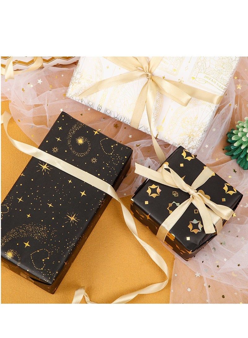 Luxury Gift Wrapping Paper with Gold Foil Gift Box Packaging DIY Craft Paper 2 Rolls with Ribbon - Image 3