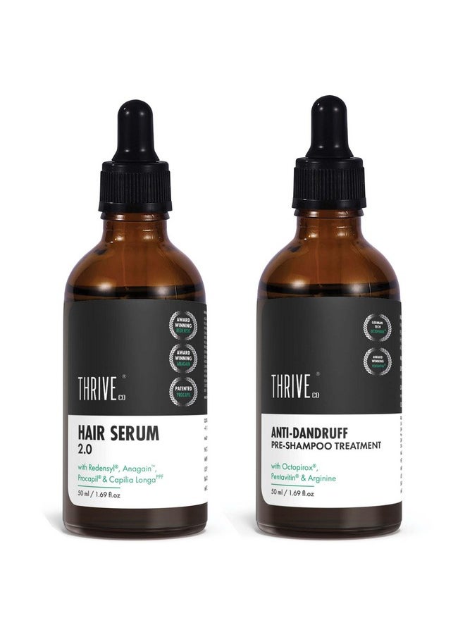 THRIVECO - 'Less Dandruff, More Hair' Kit | Hair Growth Serum 2.0 (50Ml) + Anti-Dandruff Pre-Shampoo Lotion (50Ml) | Relieves Dandruff & Itchy Scalp | Promotes Hair Density | For Men And Women - Image 1