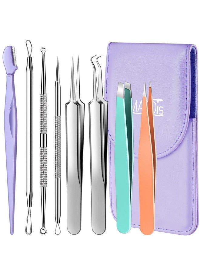 TsMADDTs Blackhead Remover Tools and Ingrown Hair Tweezers, 9PCS Pimple Popper Tool Kit, Ingrown Hair Removal Kit with Pimple Extractor, Pore Extractor, Tweezers, Razor - Image 1