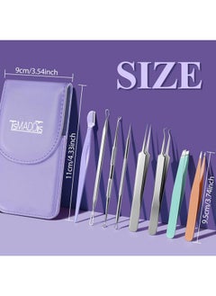 TsMADDTs TsMADDTs Blackhead Remover Tools and Ingrown Hair Tweezers, 9PCS Pimple Popper Tool Kit, Ingrown Hair Removal Kit with Pimple Extractor, Pore Extractor, Tweezers, Razor  - Image 2