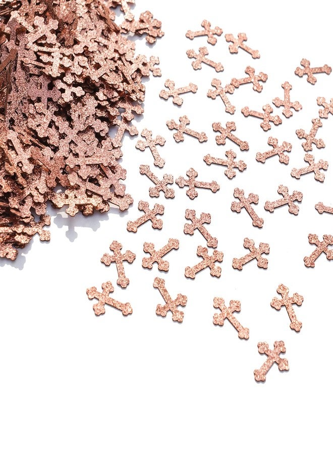 Yotawebery Christening Cross Table Confetti - God Bless Table Decorations - First Communion, Cross Confetti for Baby Shower Baptism Party Decorations, Rose Gold Glitter (220Pcs) - Image 2
