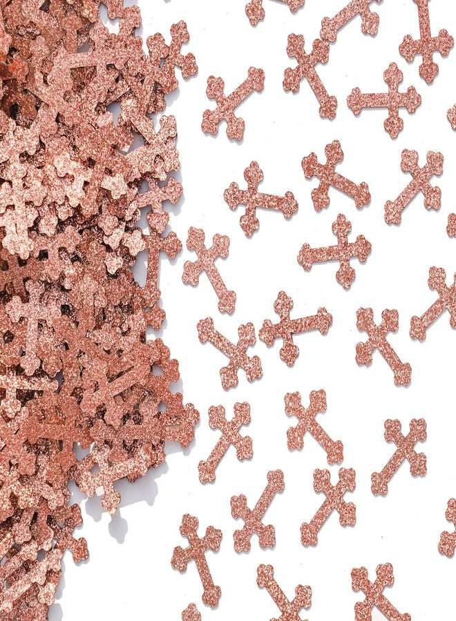 Yotawebery Christening Cross Table Confetti - God Bless Table Decorations - First Communion, Cross Confetti for Baby Shower Baptism Party Decorations, Rose Gold Glitter (220Pcs) - Image 5