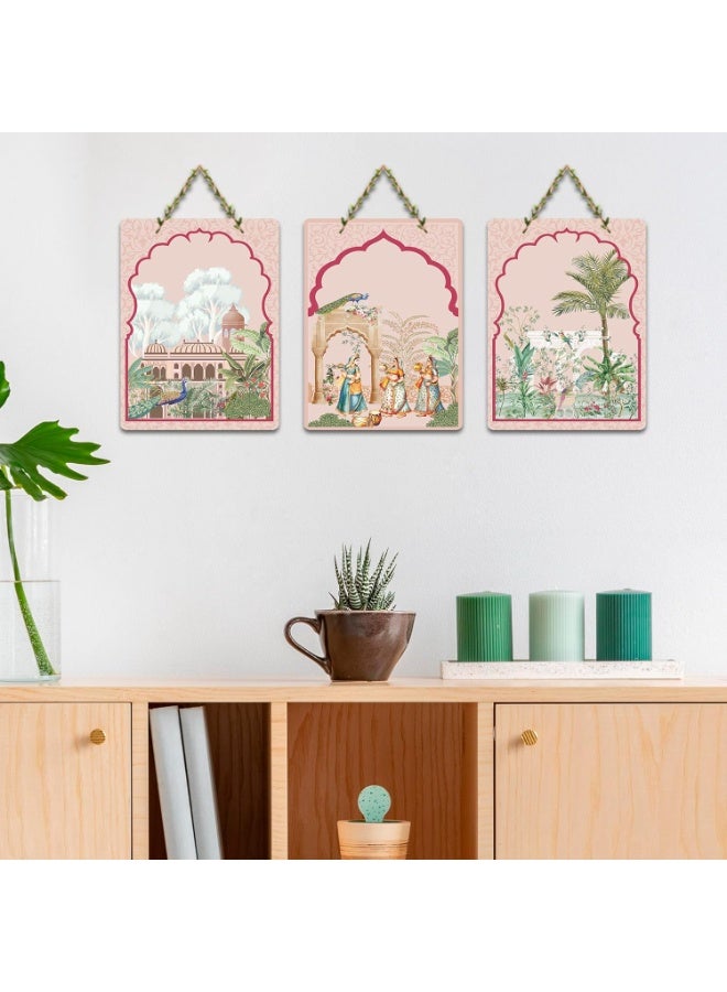 Artvibes Nature Theme for Decoration Decorative Wall Hanging Ornaments | Art For Wall | Wall Sculpture | Signs & Plaques | Festive Decor | Aesthetic Wooden Decor | Ideal Gifts (WH_96136N), Set of 3 - Image 2