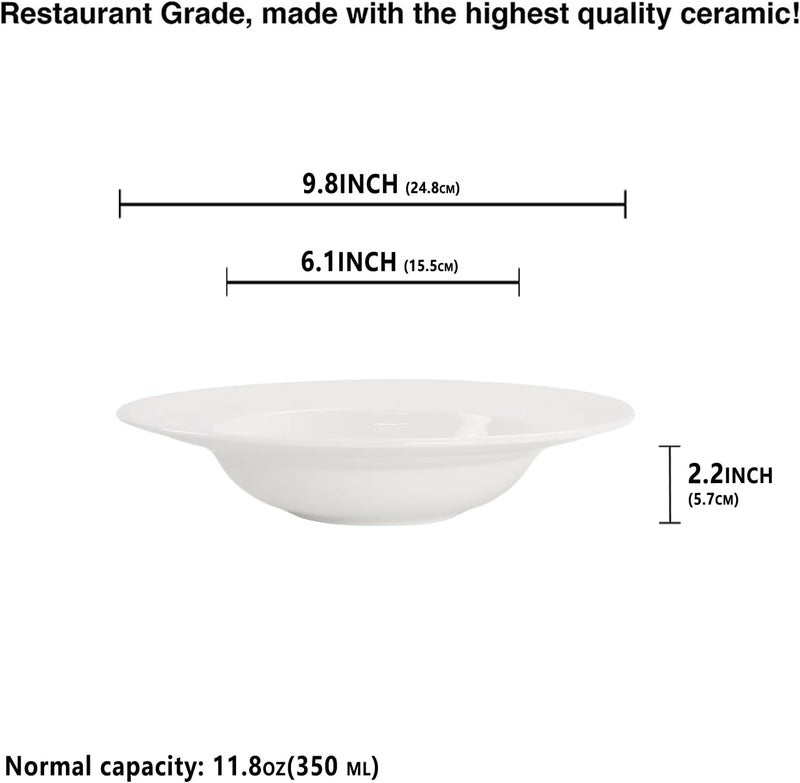 jinsongdafa Soup Bowls Pasta Bowls Plates White Salad Bowls Set of 4 Embossed Porcelain Wide Rim Bowls 118 oz Microwave  Dishwasher Safe Best for foodies and restaurants 98 Inch flower relief - Image 2
