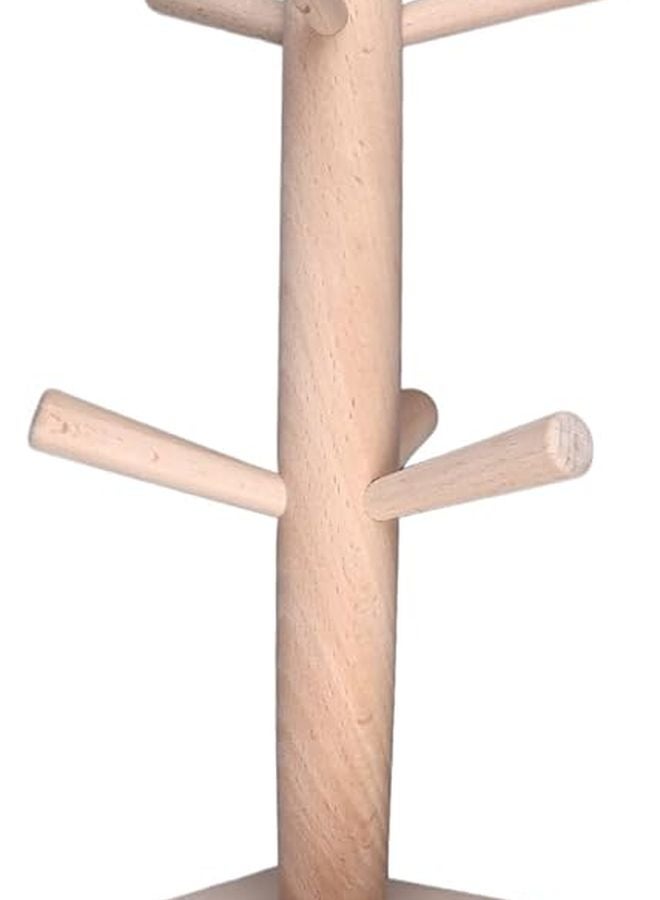 حامل أكواب خشبي على شكل شجرة مع 6 خطافات وقاعدة لتزيين بار القهوة والمطبخ - Image 2