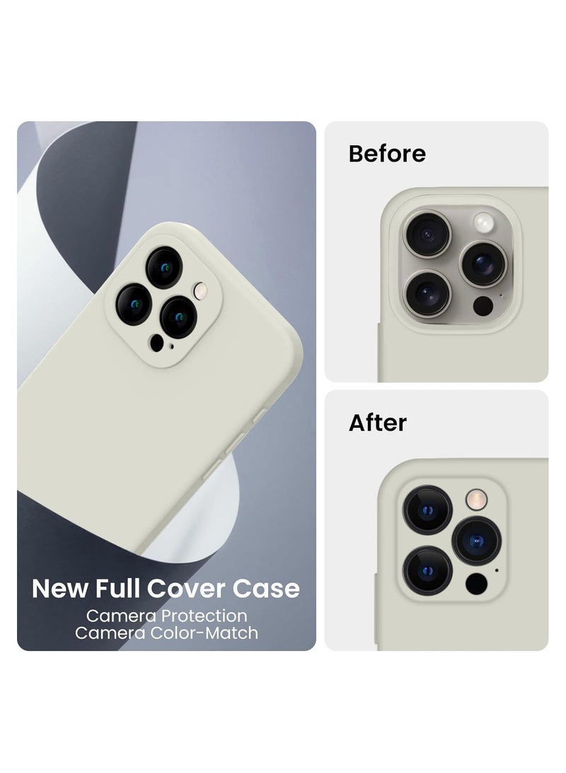 MUNTAQI Designed for iPhone 15 Pro Max Case, Silicone Upgraded [Camera Protection] for iPhone 15 ProMax Case with [2 Screen Protectors], Anti-Scratch Microfiber Lining, 6.7 inch, Stone - Image 3