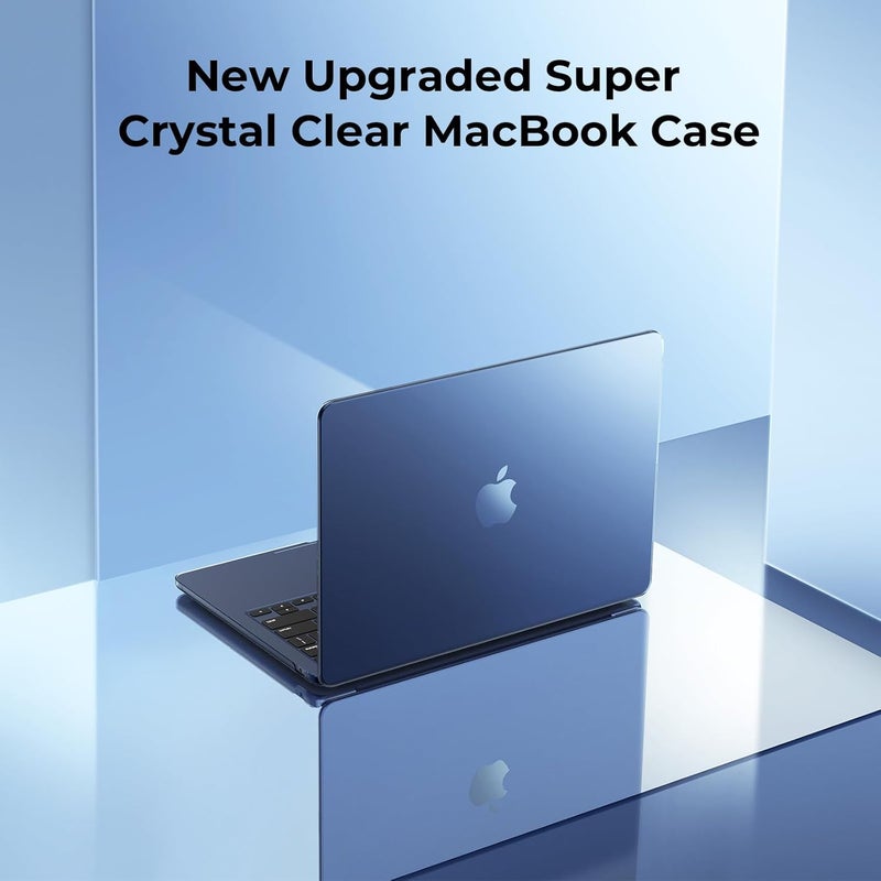 Eoocoo غطاء EooCoo متوافق مع ماك بوك إير 13.6 بوصة 2025 2024 2022 M4 M3 M2 A3240 A3113 A2681، [مطابقة لون الجهاز الأصلي] رقيق للغاية غير مرئي، غطاء صلب عالي الشفافية - شفاف منتصف الليل - Image 2